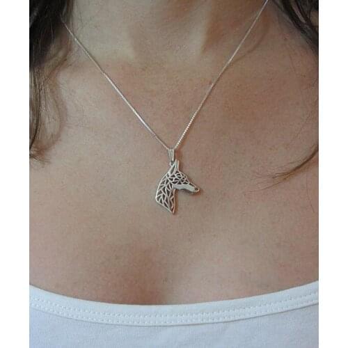 Best gift Hollow Pet Pendant Doberman profile Necklace fashion women cute animal