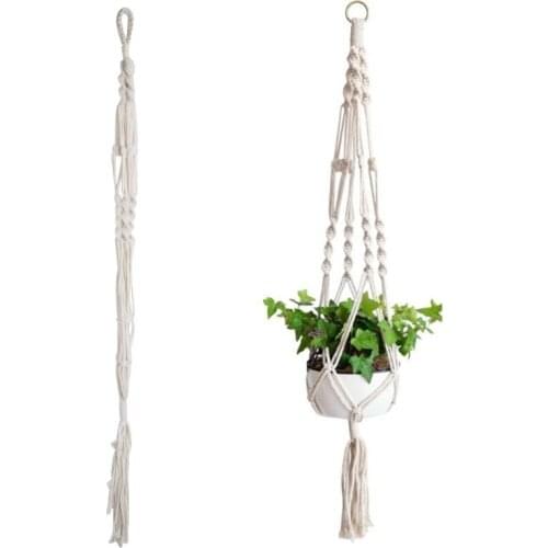Macrame Plant Hangers Indoor Outdoor Flower Hanging Basket Hemp Rope 4 Legs New