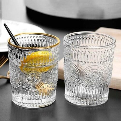 Fashion Golden Rim Beer Glass Cup Cocktails Cups Home Breakfast Milk Juice Mugs Kitchen Supplies Festival Party Drinkware