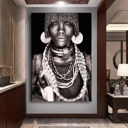 African Tribal People Portrait Canvas Painting Tribal Women Men Posters and Prints Wall Art Pictures for Living Room Home Decor