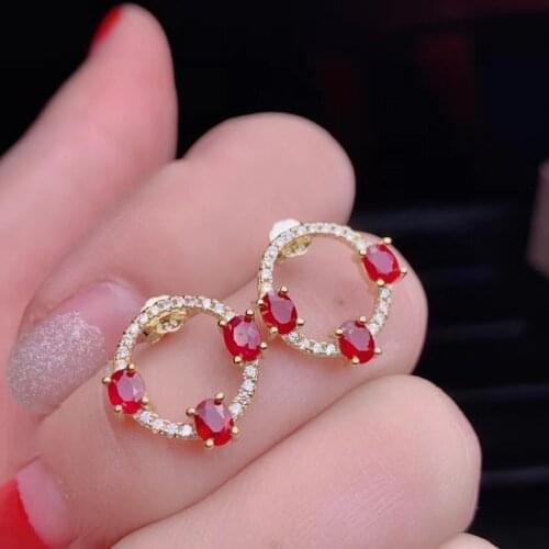 The latest designnatural ruby earings ladies Party Jewelry 925 pure silver high-end jewelry Monopoly