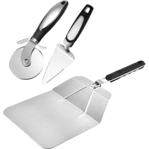 Pizza Peel Set,Pizza Cutter+Pizza Shovel+Pizza Spatula, Set of 3 Pizza Paddle Shovel Cutter Wheel Cake Pie Lifter Server