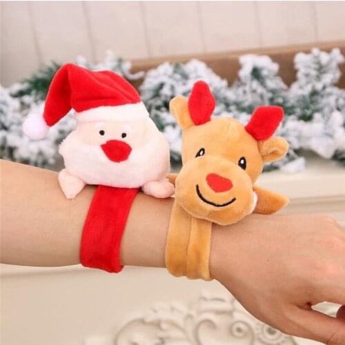 Christmas Patting Circle Bracelet Xmas Children Santa Claus Snowman Deer Wrist Buckle New Year Party Toy Decoration Gift