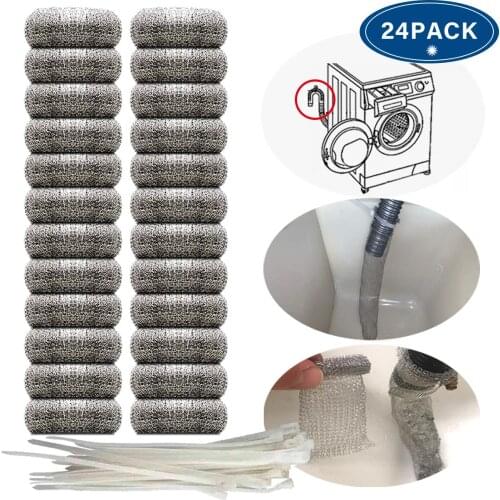 12/24 Pcs Washing Machine Lint Snare Filter Screen Stainless Steel Anti Rust Cleansing Washer Hose Lint Traps Mesh