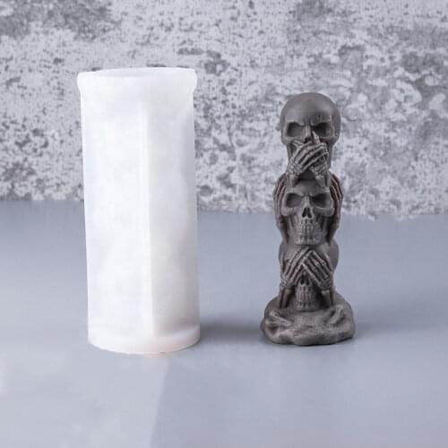3D Skull Candle Mold DIY Halloween Holiday Making Candle Silicone Mold Home Candle Decoration Ornaments Candle Mould Soap Mold