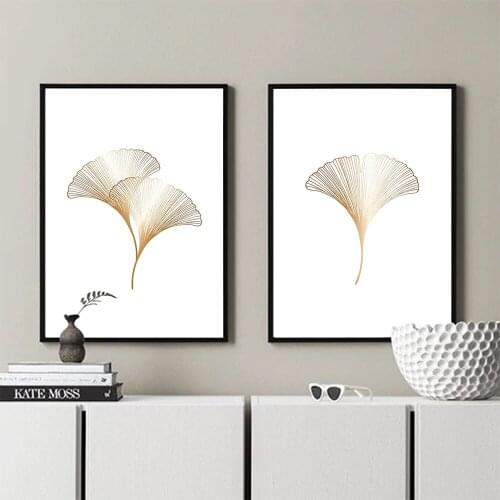Nordic Ginkgo Gold Leaves Plant Art Canvas Painting Botanical Posters And Prints Modular Wall Pictures For Dining Room Art Decor
