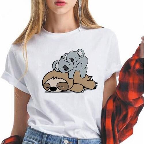 Edgy Koala Women Tee Shirt Sloth Fashion Clothes Best Friends Forever Tshirt 2021 Summer 90S Casual Urban Family Look Ropa Mujer