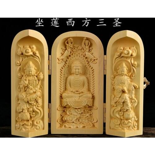 Buddhism sacred holy # traveling Safety altar Mascot - BEST efficacious Protection Lotus GUAN YIN Buddha Wood carving statue