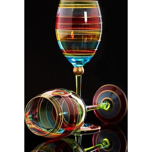 Creative Colored drawing Flute Glass cup Crystal cup Champagne Glasses wine For Vodka Cups wedding Bar Hotel party Drinkware