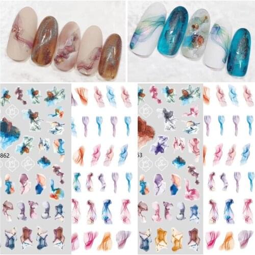 U-862-865 mist smog 3d nail art stickers decal template diy nail tool decorations