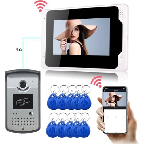 IP Wifi Video Intercom Doorbell System Smart Video Doorphone Wireless 7" Touch Screen HD Wired Video Door Phone Camera RFID