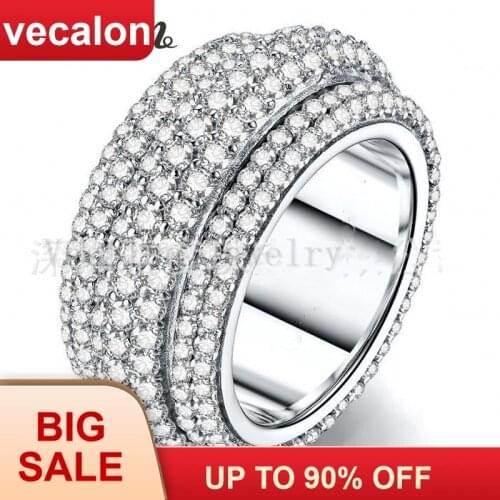 Vecalon 2016 Female ring 310pcs Full Around AAAAA Zircon Cz 925 Sterling Silver Engagement wedding Band ring for women