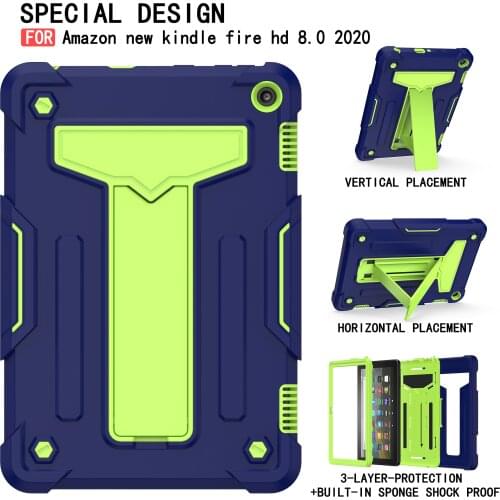 Heavy Duty TPU + PC Hard Stand Shockproof Cover For A Mazon Fire HD 10"2017/2019 New Kindle Fire HD 8.0 2020 Funda