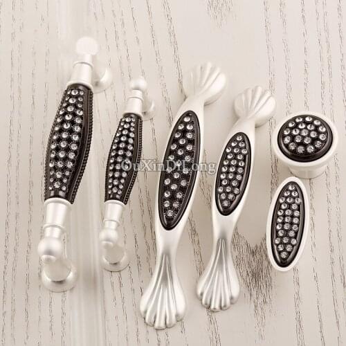 10PCS European Inlaid Crystal Kitchen Door Furniture Handles Cupboard Drawer Cabinet Kitchen Pulls Handles and Knobs