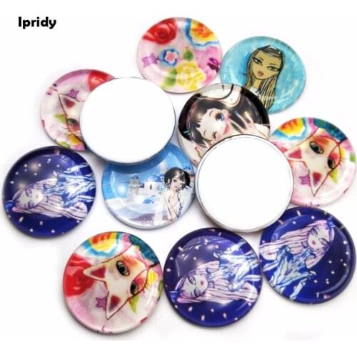 10Pcs/lot 33mm Printed Glass Round/Dome Cabochons for glass Patch Flowers Time Gems Hair Accessories Wholesale