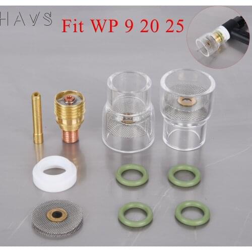 12pcs TIG Welding #12 Pyrex Glass Cups Kit Torches WP9 20 25 Stubby Collets Body Gas Lens Sets