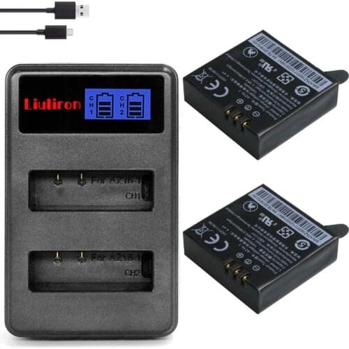 2pcs 1400mAh AZ16-1 Original Batteries For Xiaomi YI lite YI 2 4k+ 360 VR Battery + USB Dual Charger Xiaoyi 4k Action Camera
