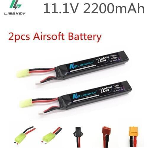 2pcs Limskey 11.1V 2200mAh 30C Max 60C 3S Mini Airsoft gun RC Model Helicopter Quadcopter RC LiPo Battery Airsoft Gun Battery