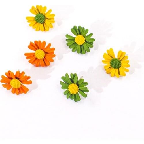 2020 New Woman Fashion Flower Earrings Simple Color Chrysanthemum Earrings Small Daisies for Women Gift Jewelry s925 Earrings