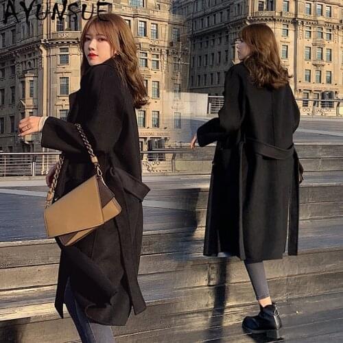 AYUNSUE 2020 New Wool Coat Female Long Jacket Women Autumn Double-faced Cashmere Oversized Coat Fall Clothes for Women Fashion