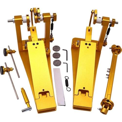Aluminium alloy drum pedal double pedal golden and red color high quality with small flaw can add customized logo