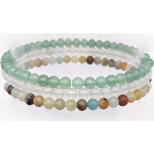 Natural Stone Bead Bangle Women Girls Yoga Bracelet Sets Jewelry18-18.5 cm Amazonite Aventurine Agates #9