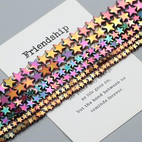 Rose Red Pentagram Natural Stone Plating Hematite Star Spacer Loose beads for Jewelry Bracelet Making DIY Accessories 4 6 8 10mm