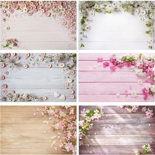 Vinyl Wooden Board Planks Texture Flowers Photo Background Wood Floor Photography Backdrop Portrait Backdrops For Photo Studio