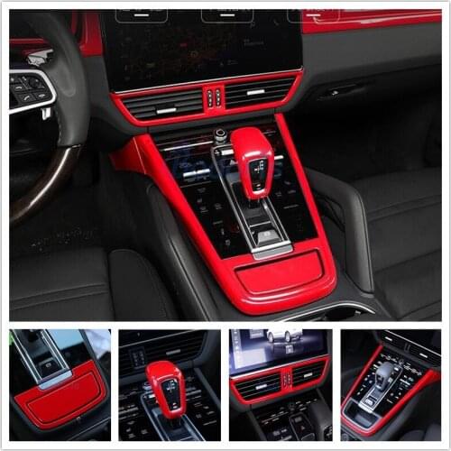 For Porsche Cayenne 2018 2019 Interior Front Gear Box Storage Box Cover AC Outlet Vent Panel Red Color Car Styling Accessories