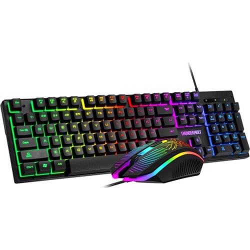 Thunder Wolf TF400 Game Four-piece Luminous Game Set Keyboard Mouse Headset RGB Key Mouse Computer Accessories