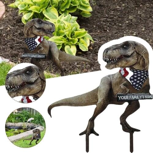 Metal Garden Decoration Sculpture Dinosaur T-Rex Figurine Waterproof Anti Rust Outdoor Garden Ornament Home Decor Garden Statues