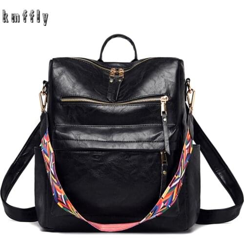 KMFFLY Women Backpack Purse Multipurpose Design Convertible Satchel Handbags and Shoulder Bag 2021 Soft PU Leather Travel Bag