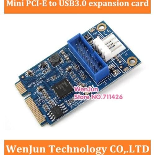 PC Computer Mini PCI E Express to 19Pin 19p USB 3.0 Socket + 4pin Powered Motherboard Expansion Adapter Card