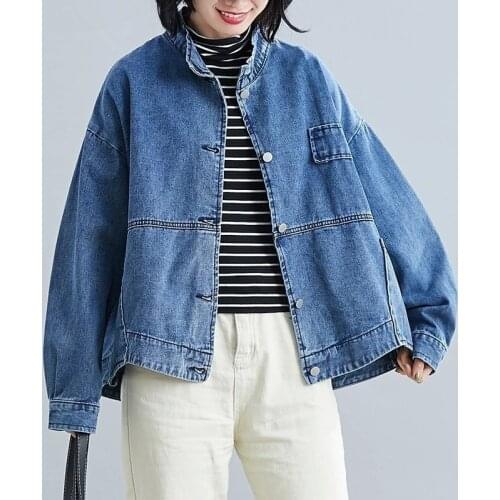 Long Sleeve Plus Size Oversized Jean Jacket Casual Loose Spring Autumn Denim Jacket Coat Women Clothes 2021 Cardigan Outerwear