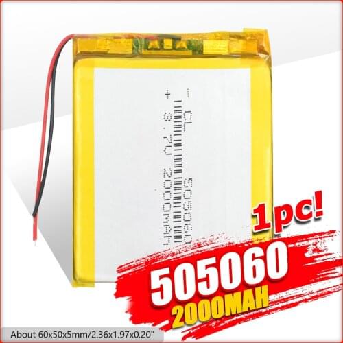 505060 3.7v 2000mAh li-ion Lipo cells Lithium Li-Po Polymer Rechargeable Battery For interphone Bluetooth speaker POS GPS