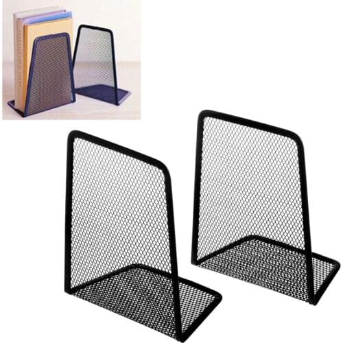 1 Pair Metal Mesh Desk Organizer Desktop Office Home Bookends Book Holder Black L29K