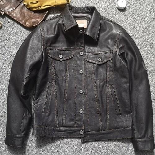Pure Natural 100% Sheepskin Mens Leather Jacket Casual Slim Fashion Short Motorcycle Sheepskin Jacket Mens Spring and Autumn