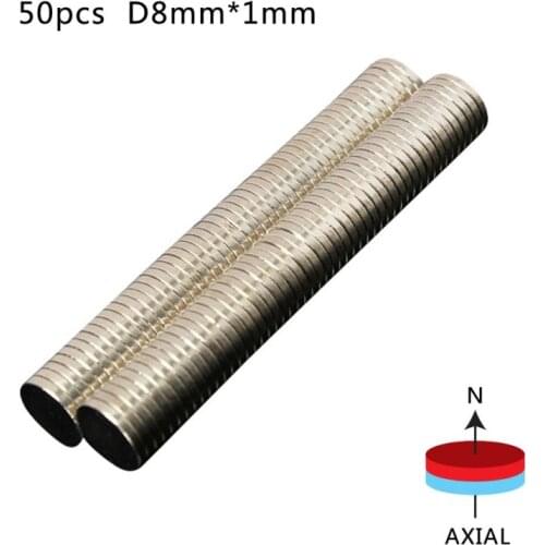 50 Pcs/lot Dia 8mm X 1mm Small Thin Neodymium Magnet Magnets N52 Fridge Strong Fridge Magnetic Materials Home Decorations