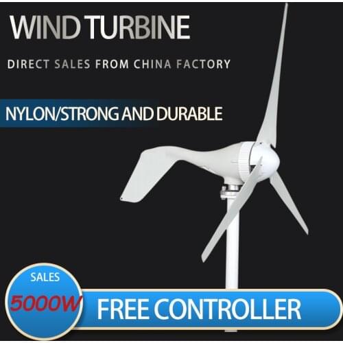 New Developed Wind Turbine 5000w 12v 24v Generator With 6 Blades Free PWM Controller For Home Use
