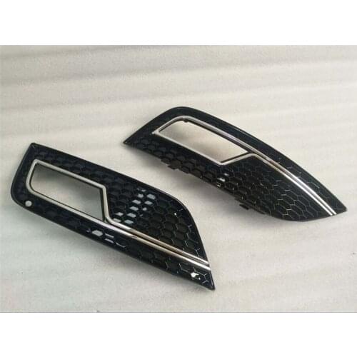 A Pair Of Front Lower Bumper Fog Lamp Cover Grille for Audi A4 S-Line S4 13-15 Black Auto Parts