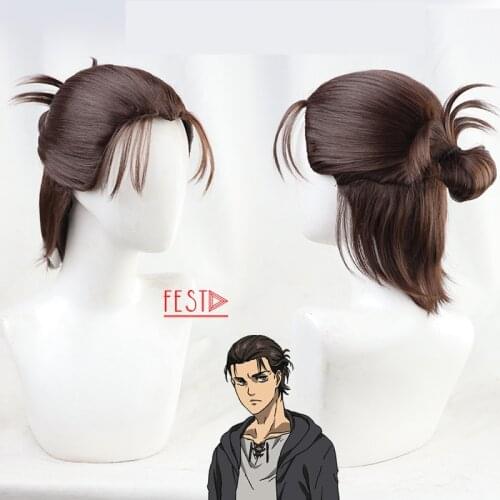 Anime Attack on Titan Final Season4 Eren Jaeger New Style Cosplay Wig Shingeki No Kyojin Cosplay Long Wig Hair with Free Wig Cap