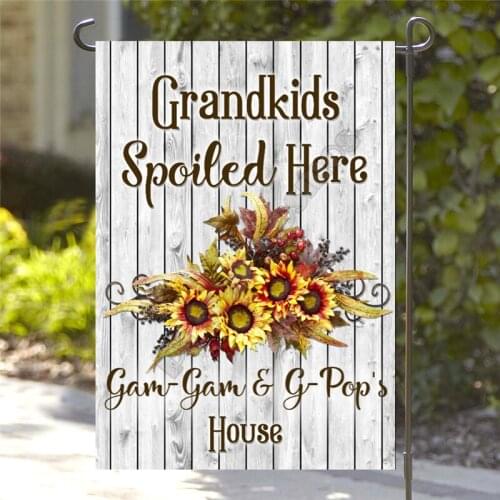 Personalized Funny Grandkids Spoiled Here Garden Flag 3D Full Printed Hanging House Flag Decoration Double-sided Printing