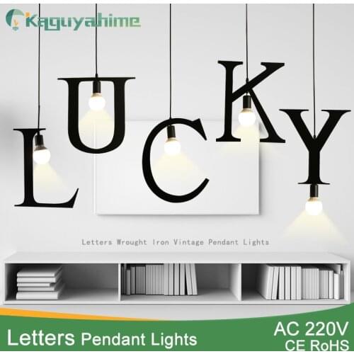 Kaguyahime pendant lights E27 DIY letter light Creative A to Z Iron hanglamp 100cm Nordic led decor lamps for loft living room