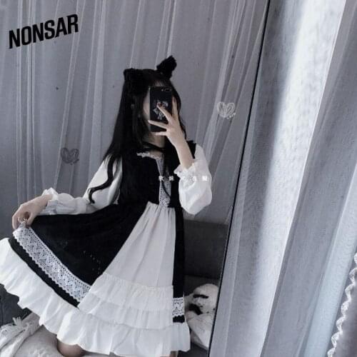 NONSAR Dark Girl Worldwearing Funeral Dress Strawberry Olei Soft Lori Beautiful Women Autumn Long Sleeve Dress
