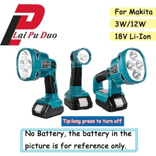 Pistol/Portable 3W/12W 18V LED Lamp Flashlight (NO Battery,NO Charger)Lithium Battery USB Outdoor Work Light For Makita