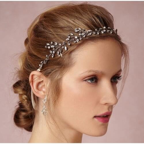 Jonnafe Silver Color Rhinestone Bridal Headband Wedding Hair Accessories Crystal Women Hair Jewelry Headpiece