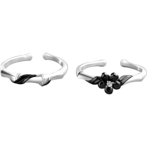 Fine Design Childhood Sweetheart S925 Sterling Silver Couple Ring Men and Women Suit Open Ring