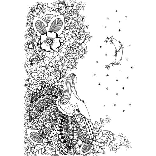 Girl Flower Clear Stamps For DIY Scrapbooking Card Making Silicone Stamps Fun Decoration Supplies