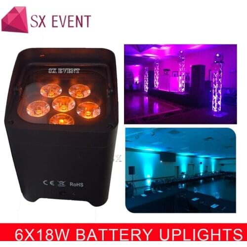 DJ 6*18w RGBWA UV 6IN1 LED Battery Par Light Wireless DMX with iOS&Andorid Phone App Remote Control For Party Wedding decoration