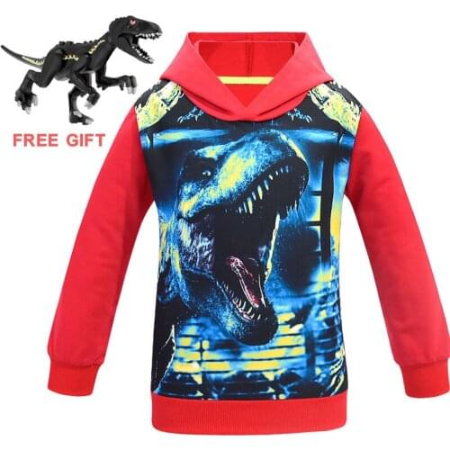 Hot Sale children Jurassic World dinosaur Jacket Spring Long Sleeved Cartoon Hooded 4-12Y Boy Girl Halloween Party Shirt tops